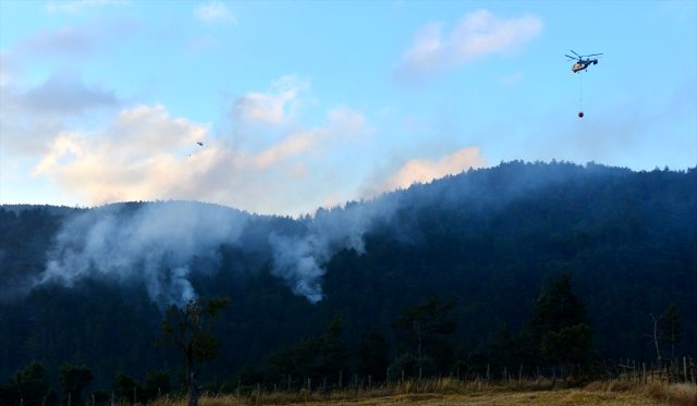 Çanakkale'de 18 saattir süren orman yangınına havadan müdahale yeniden başladı