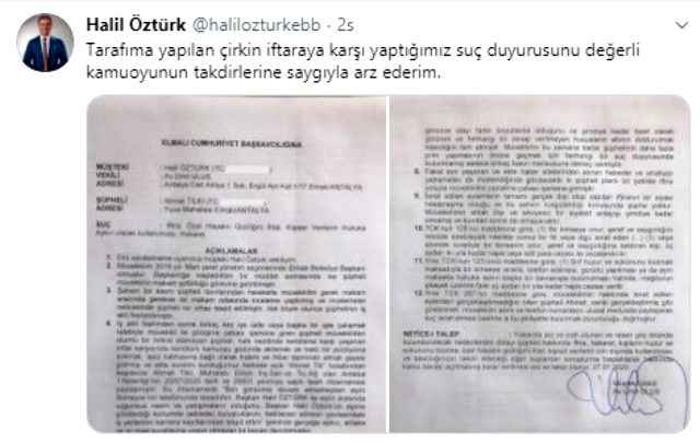 Şoförünün karısıyla aşk yaşadığı konuşulan Elmalı Belediye Başkanı Halil Öztürk, iddialar sonrası harekete geçti