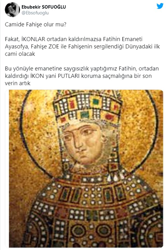 Ebubekir Sofuoğlu'ndan Ayasofya'da yer alan ikon ve mozaiklere tepki: Camide fahişe olur mu?