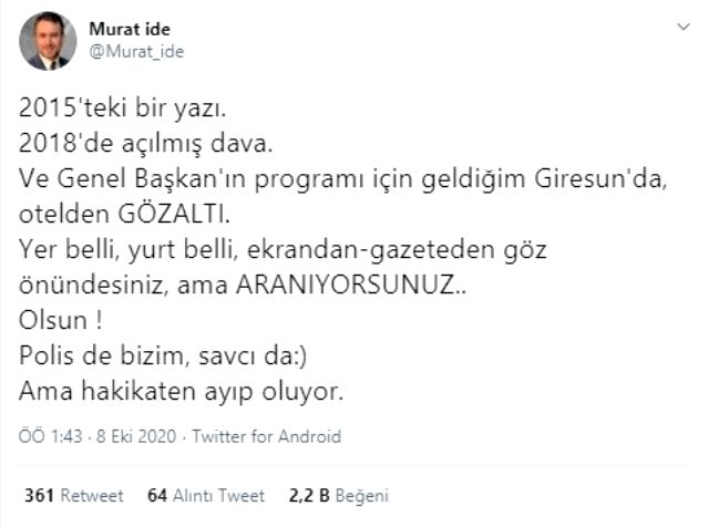 Meral Akşener'in basın danışmanı Murat İde otel odasında gözaltına alındı