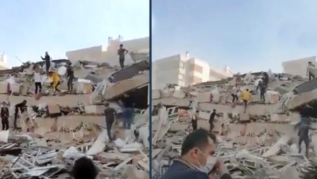 Son dakika: İzmir'i sallayan depremde bazı binalar yıkıldı! Gelen görüntüler korkunç