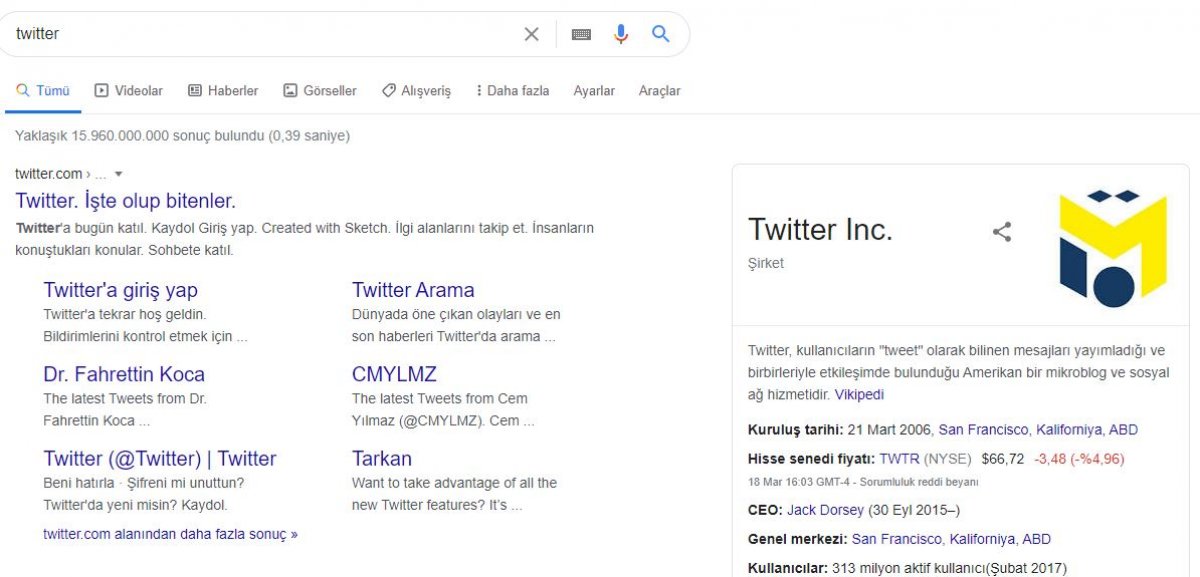 Google, Twitter yerine Mesut Özil in logosunu gösteriyor #1
